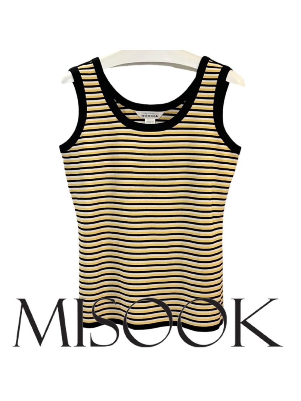 MISOOK | Double Scoop Neck Knit Tank Top Sleeveless Shirt Top Blouse Shell Layer